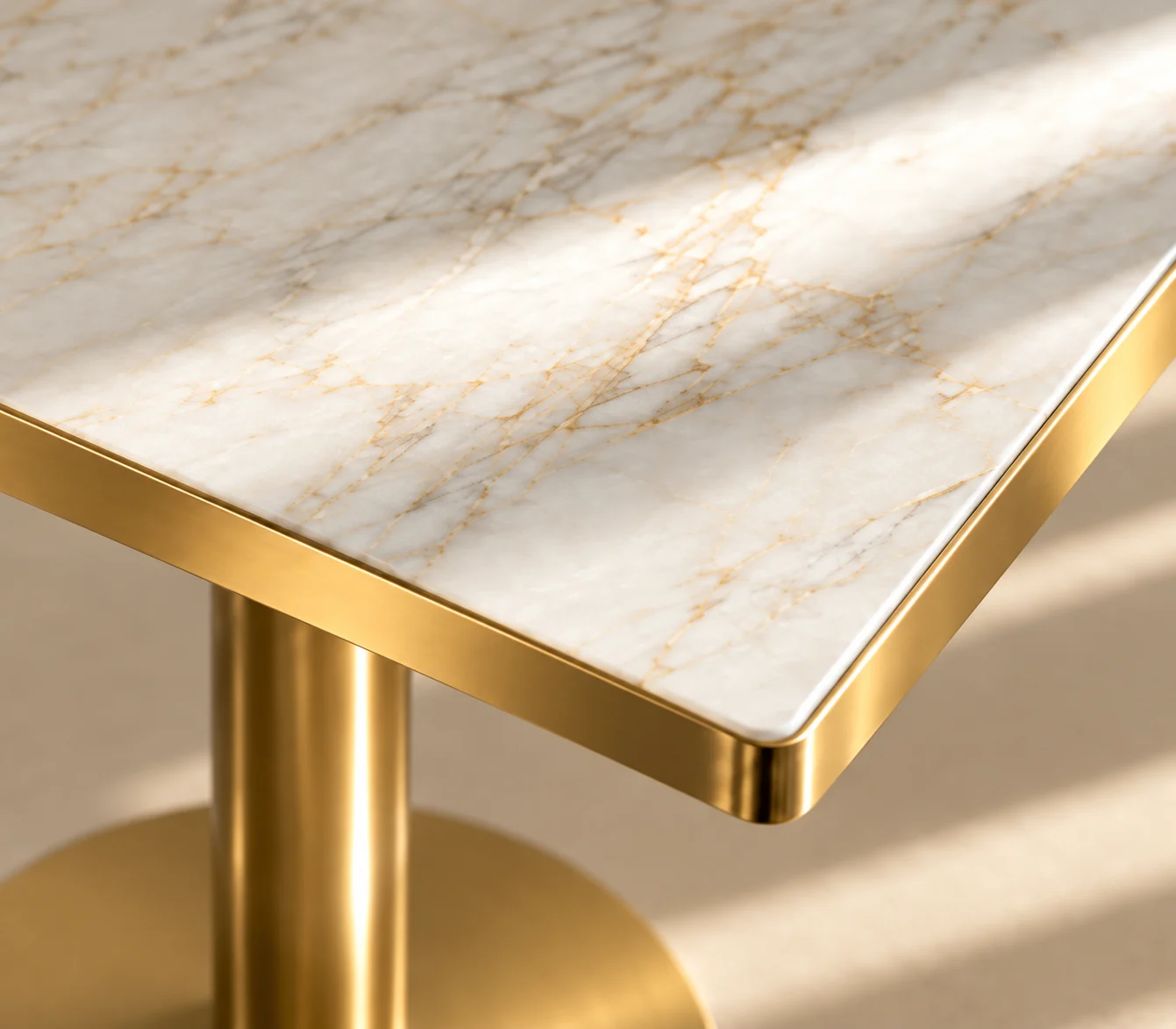 White Jade long table material close-up (editorial illustration)